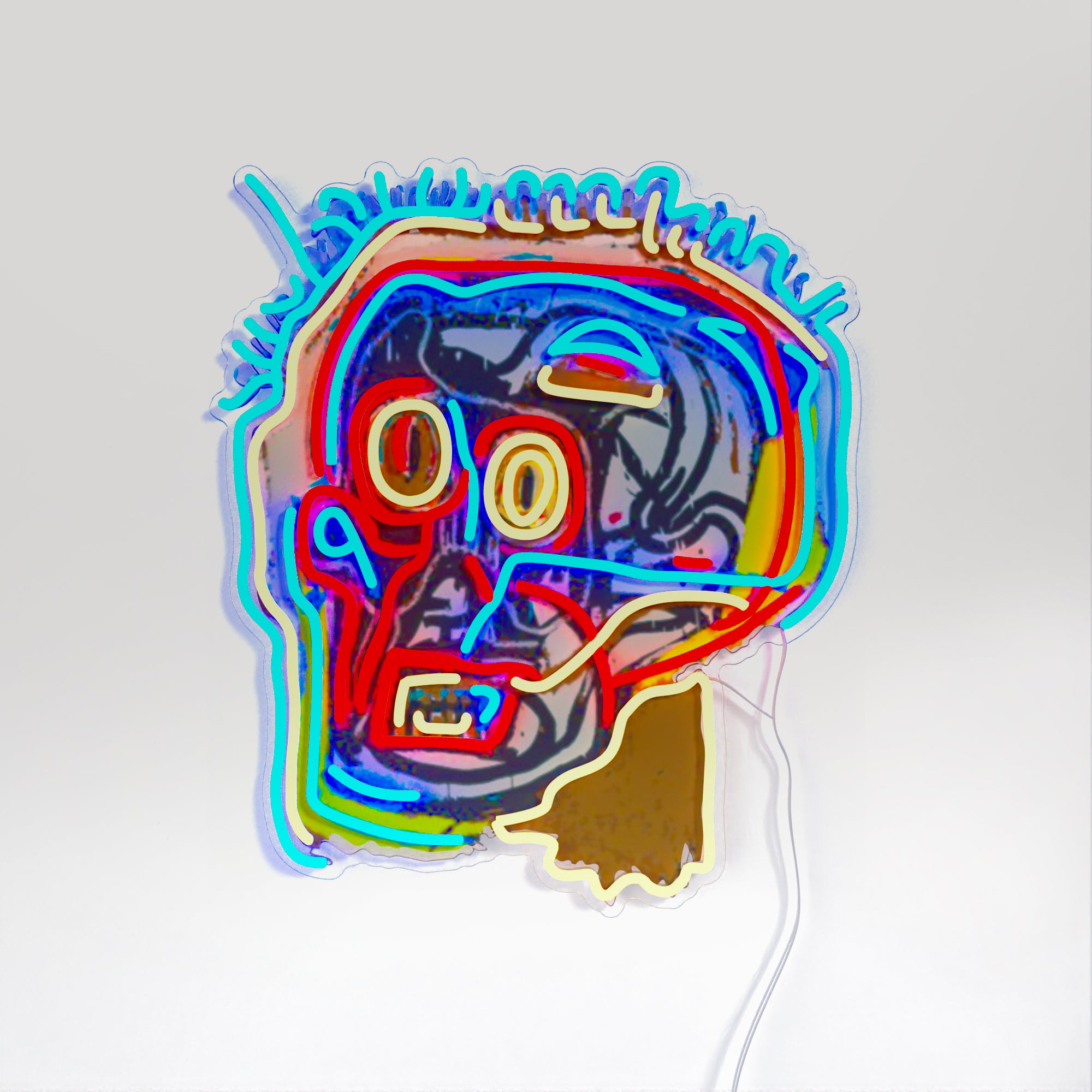 Untitled (Head) YP x Jean Michel Basquiat, LED neon sign