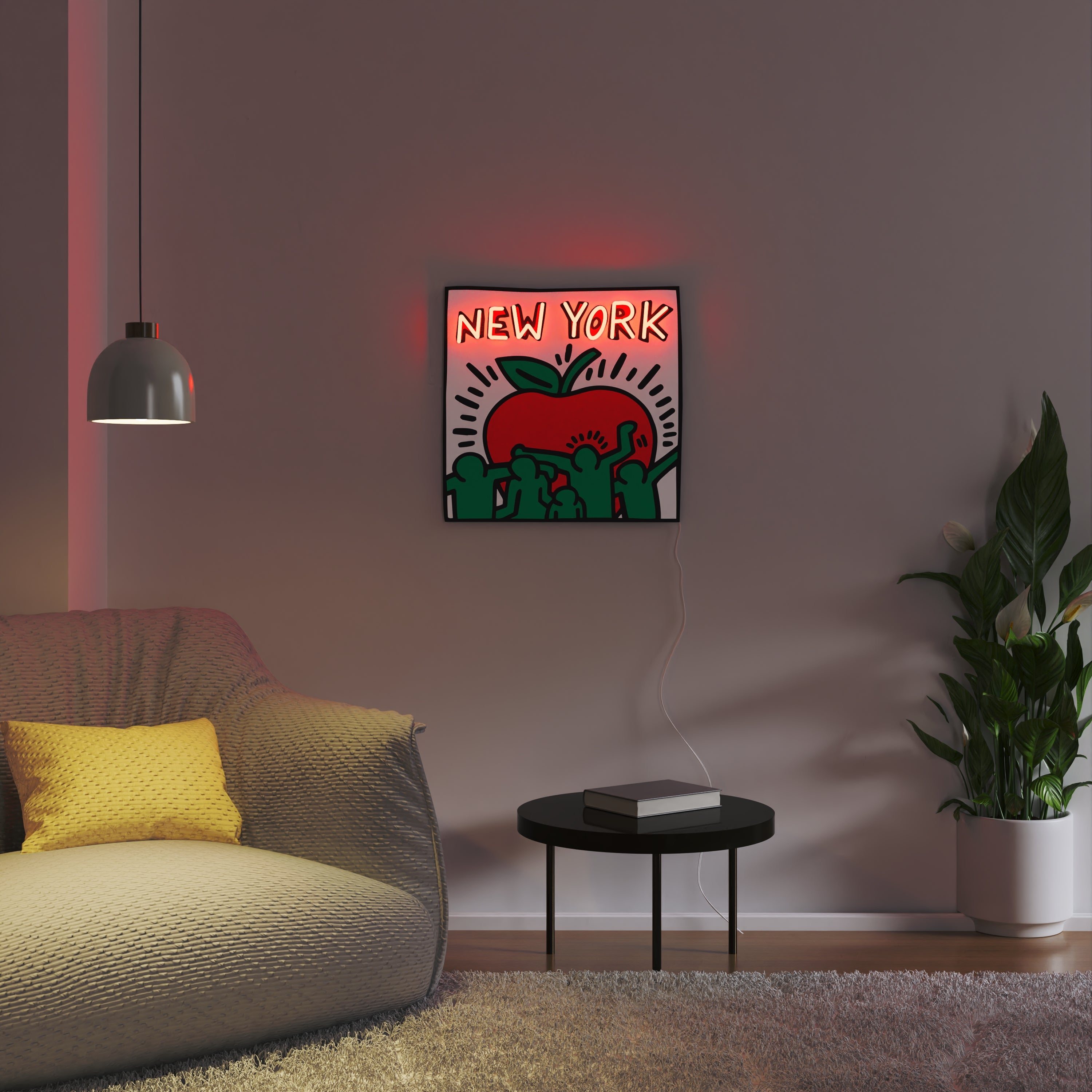 New York Yellowpop x Keith Haring, led neon sign