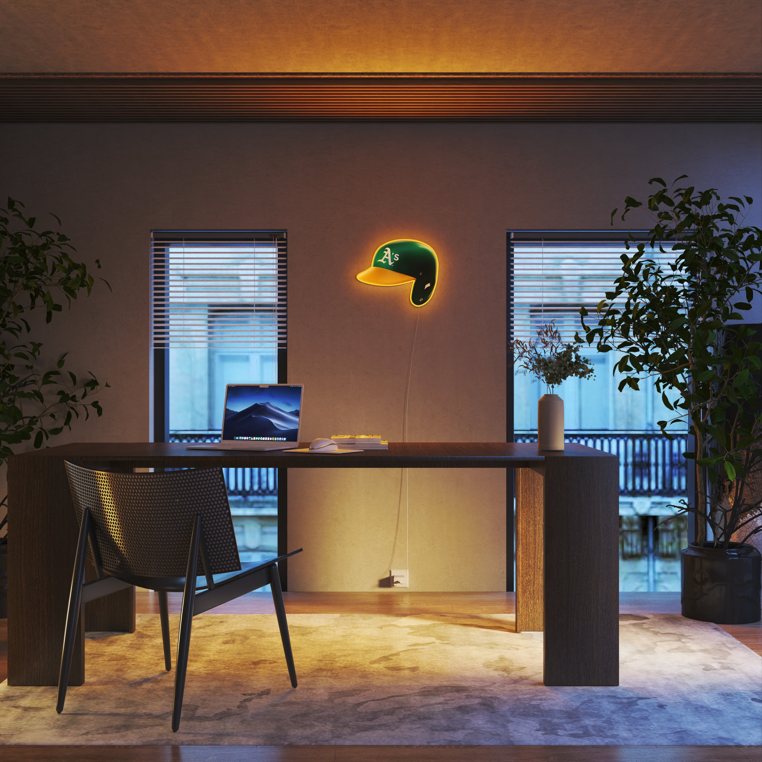 Oakland Athletics Helmet, LED neon sign