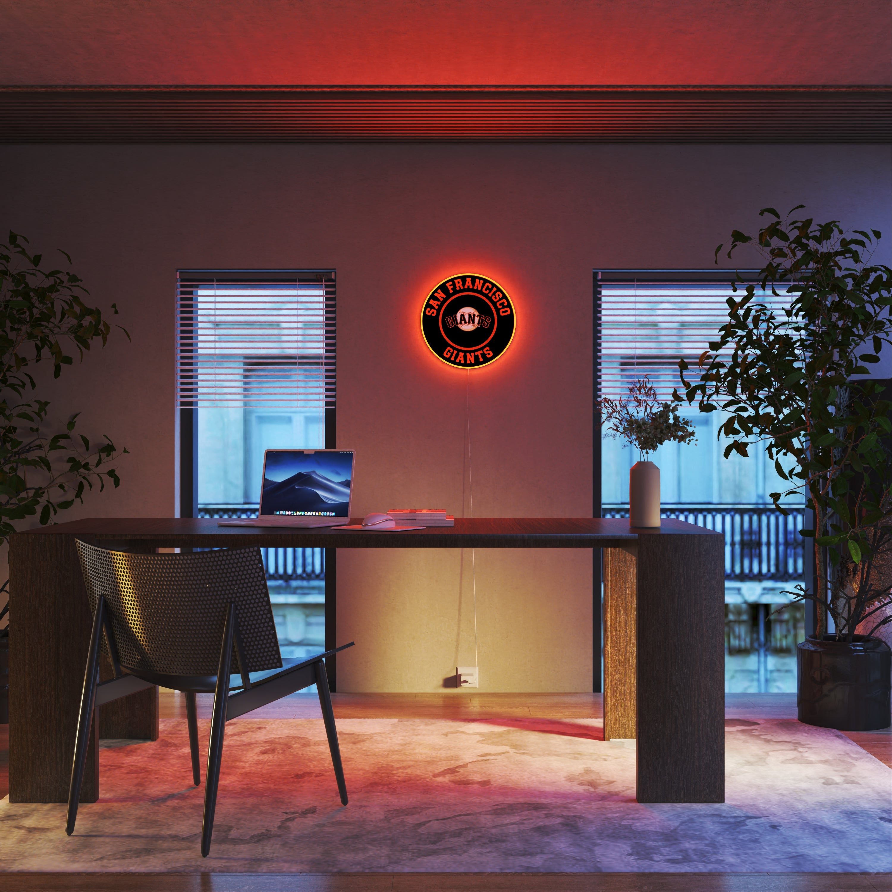 ネオン管　野球  NEON SIGNO スポーツ観戦 オリジナル　インテリア サンフランシスコ・ジャイアンツの丸型ロゴ、LEDネオンサイン – YELLOWPOP