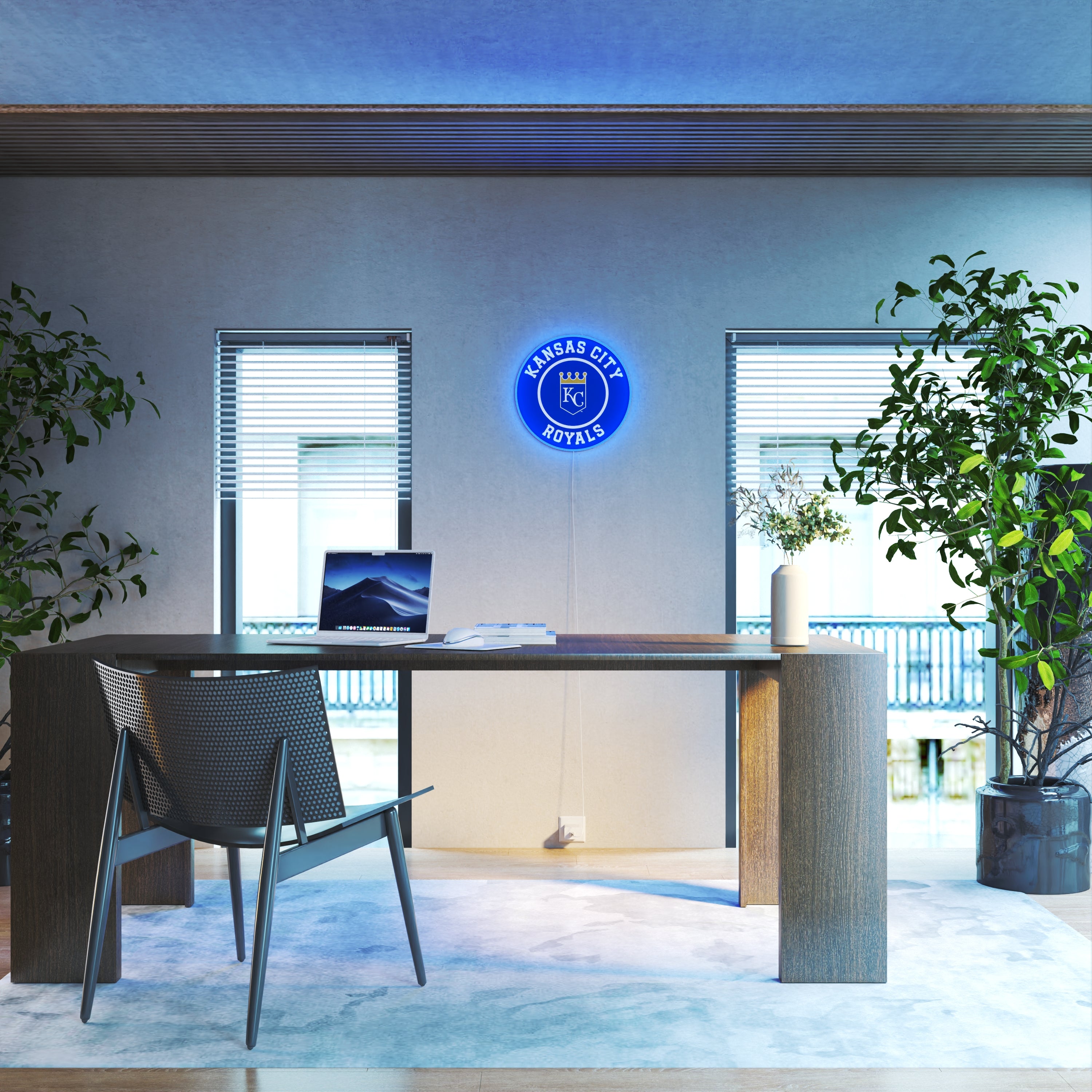 カンザスシティ・ロイヤルズの丸型ロゴ、LEDネオンサイン