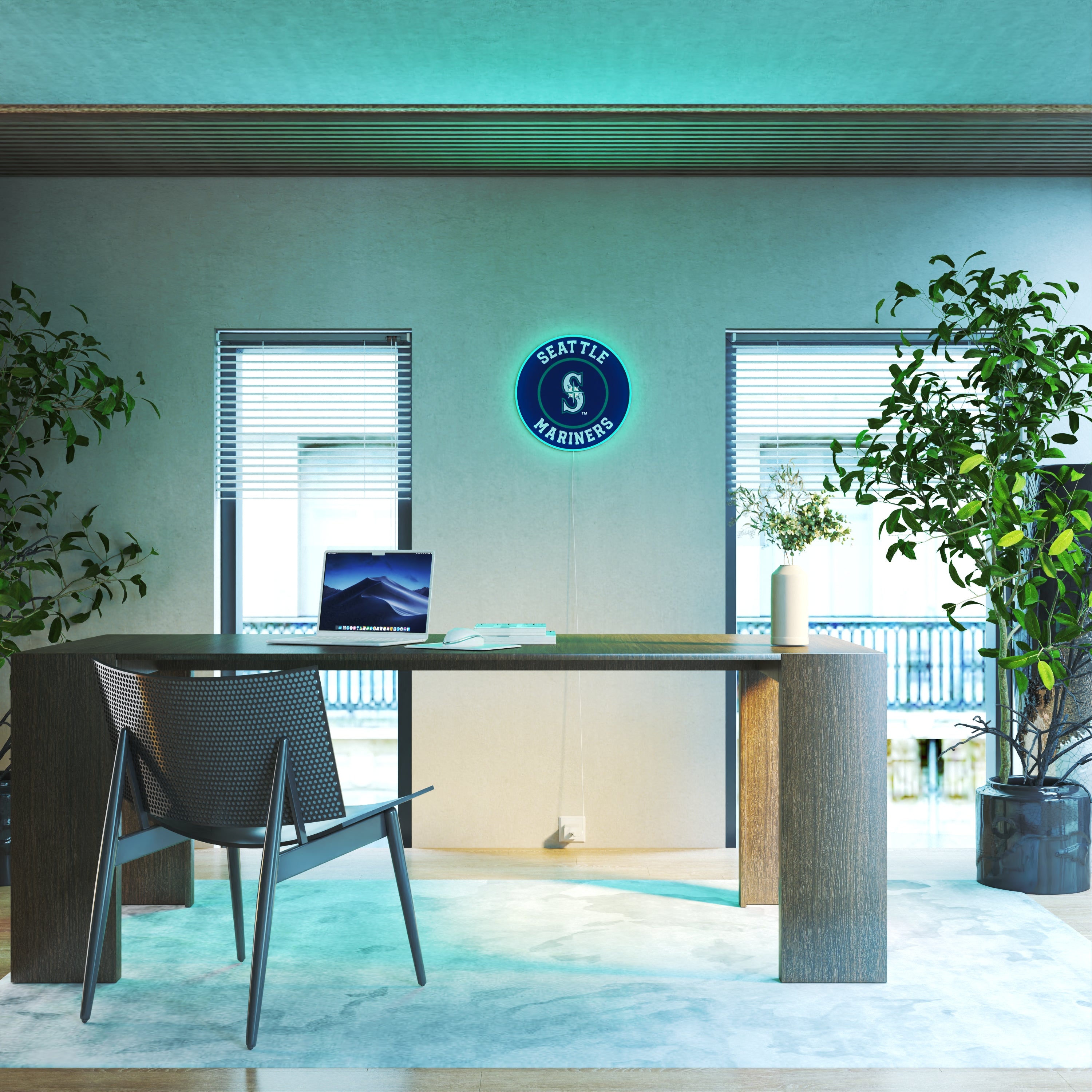 シアトルマリナーズの丸型ロゴ、LEDネオンサイン
