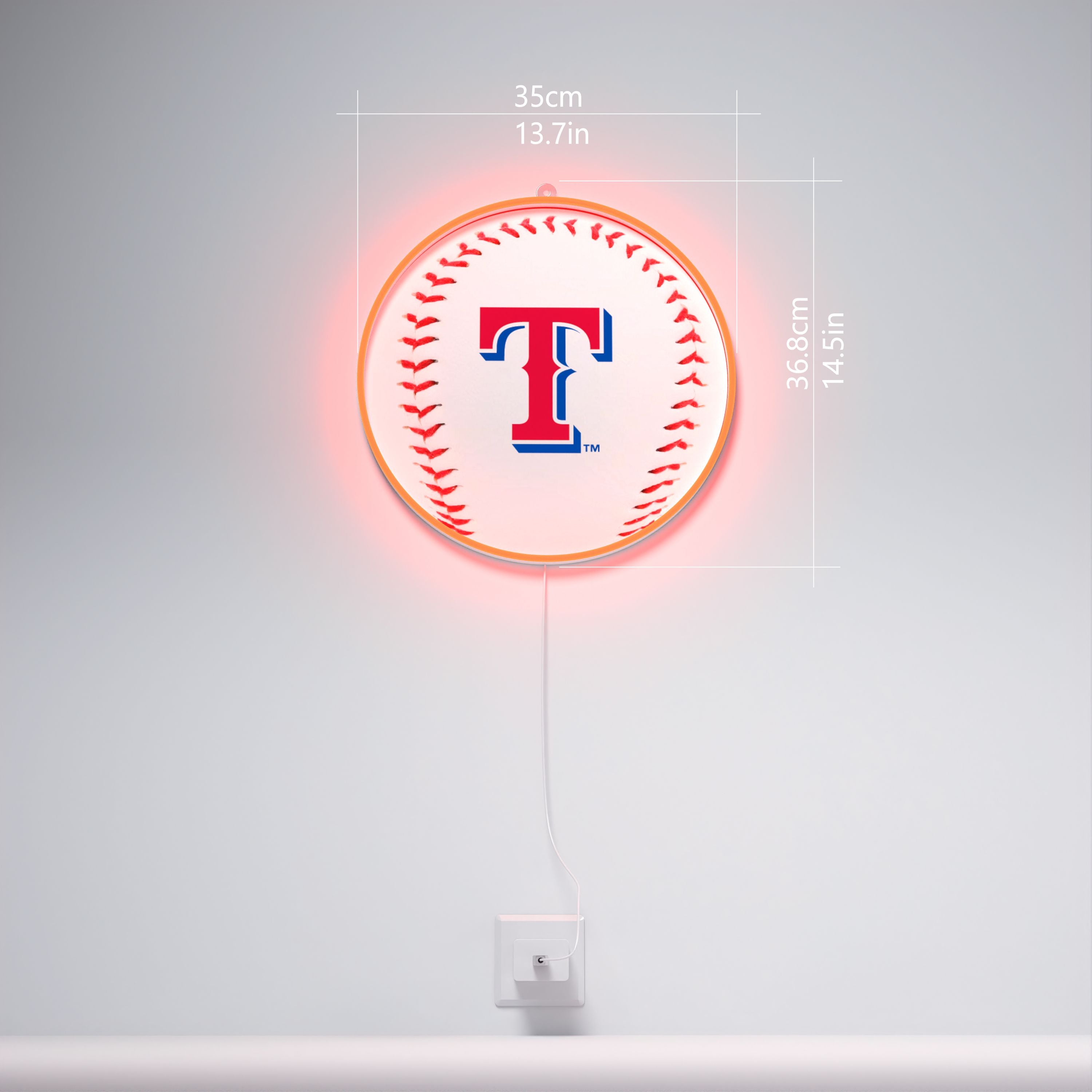 テキサス・レンジャーズの丸型ロゴ、LEDネオンサイン