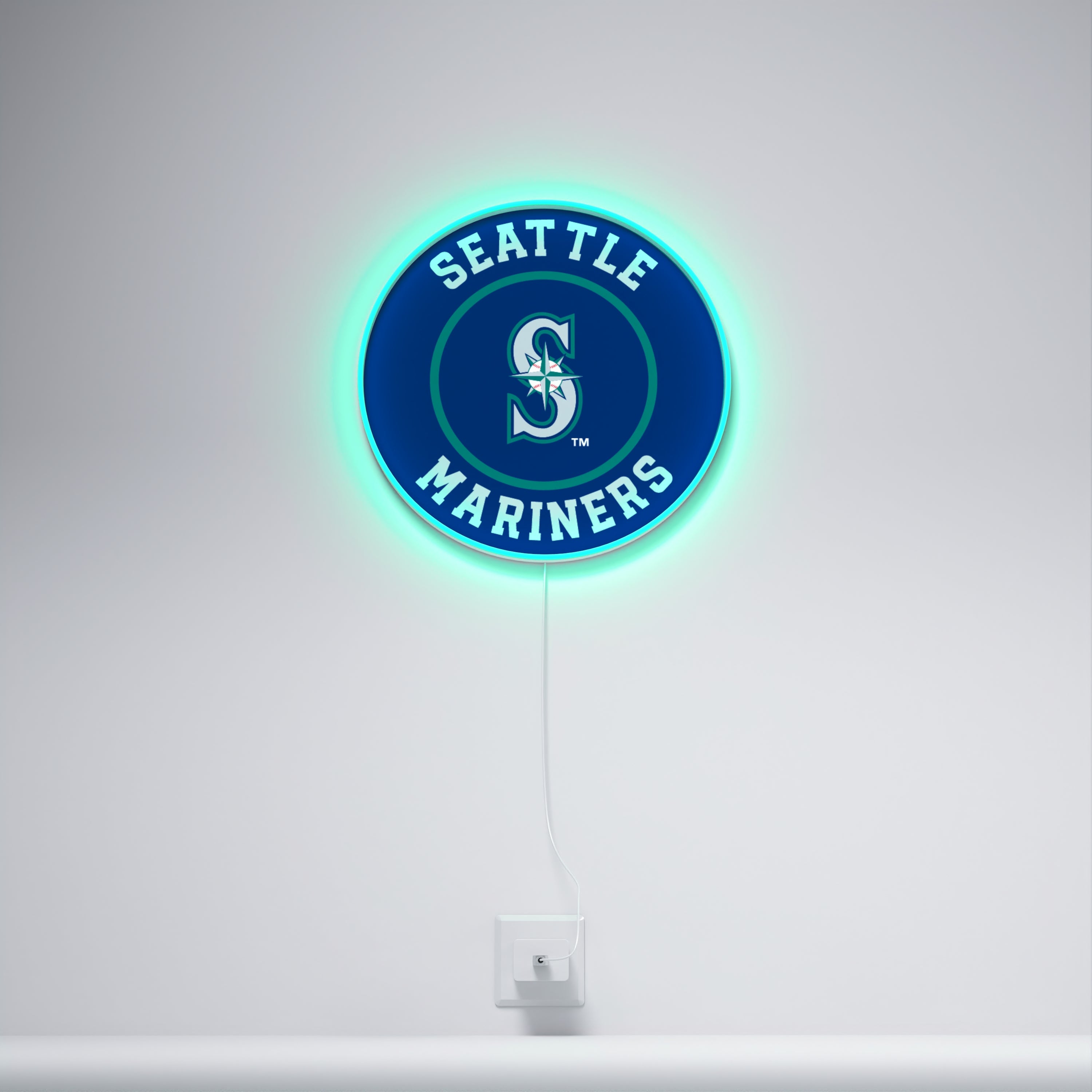 シアトルマリナーズの丸型ロゴ、LEDネオンサイン