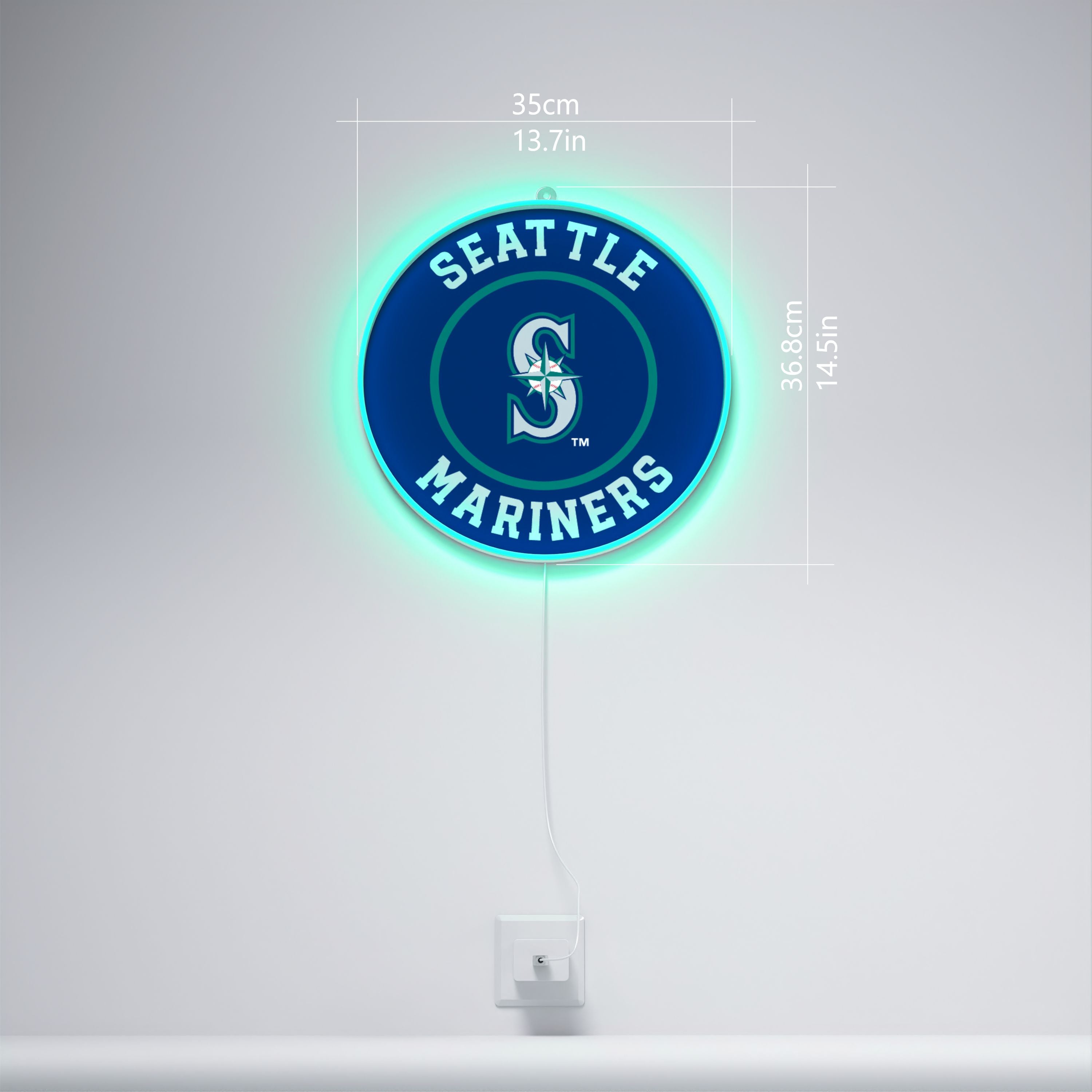 シアトルマリナーズの丸型ロゴ、LEDネオンサイン