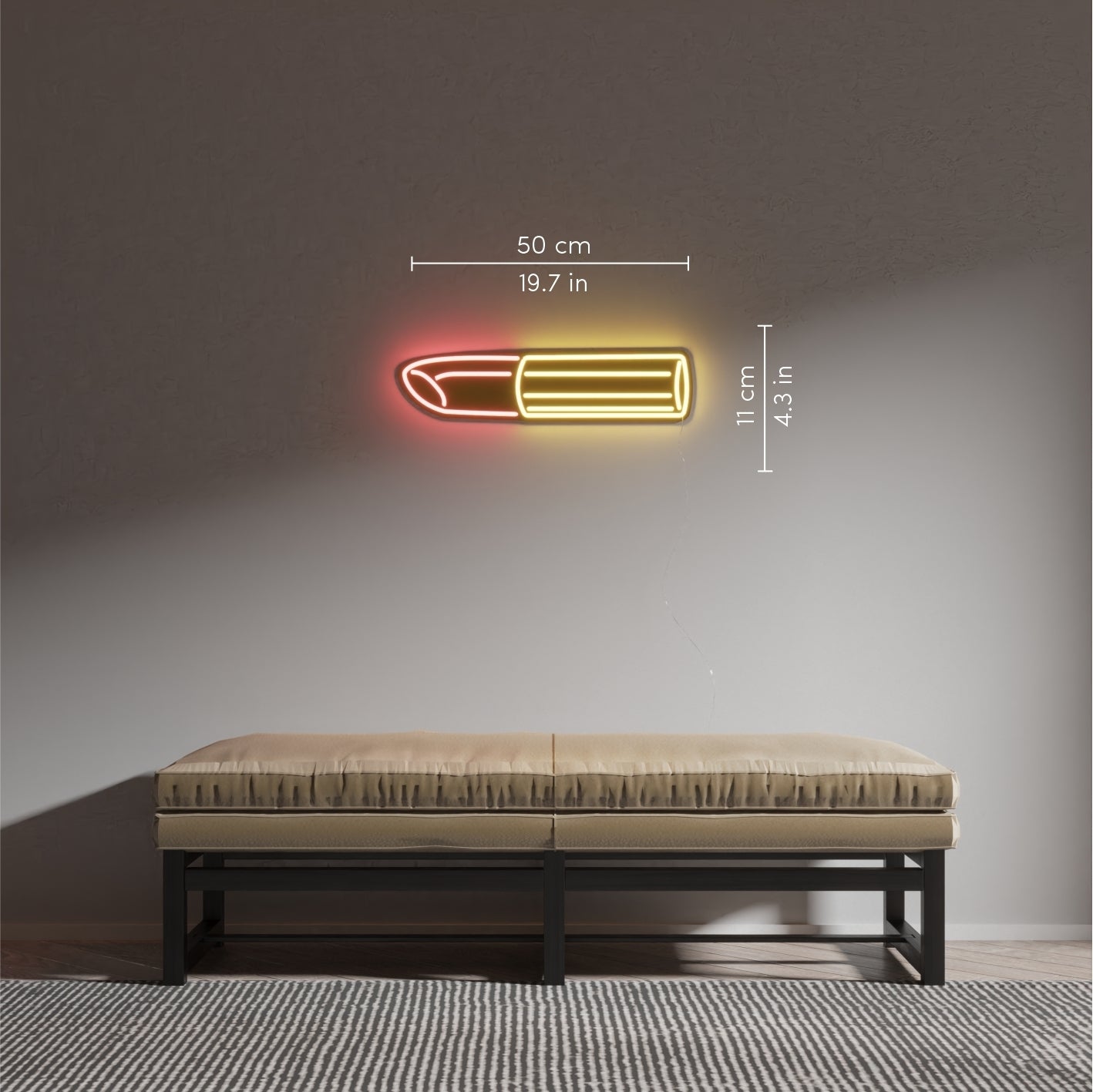 Golden Lipstick by Tom Wesselmann, LED neon sign