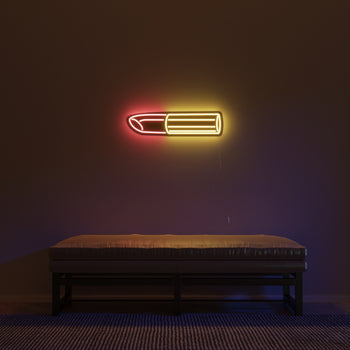 Golden Lipstick by Tom Wesselmann, LED neon sign