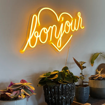 Bonjour by Jean André, LED neon sign