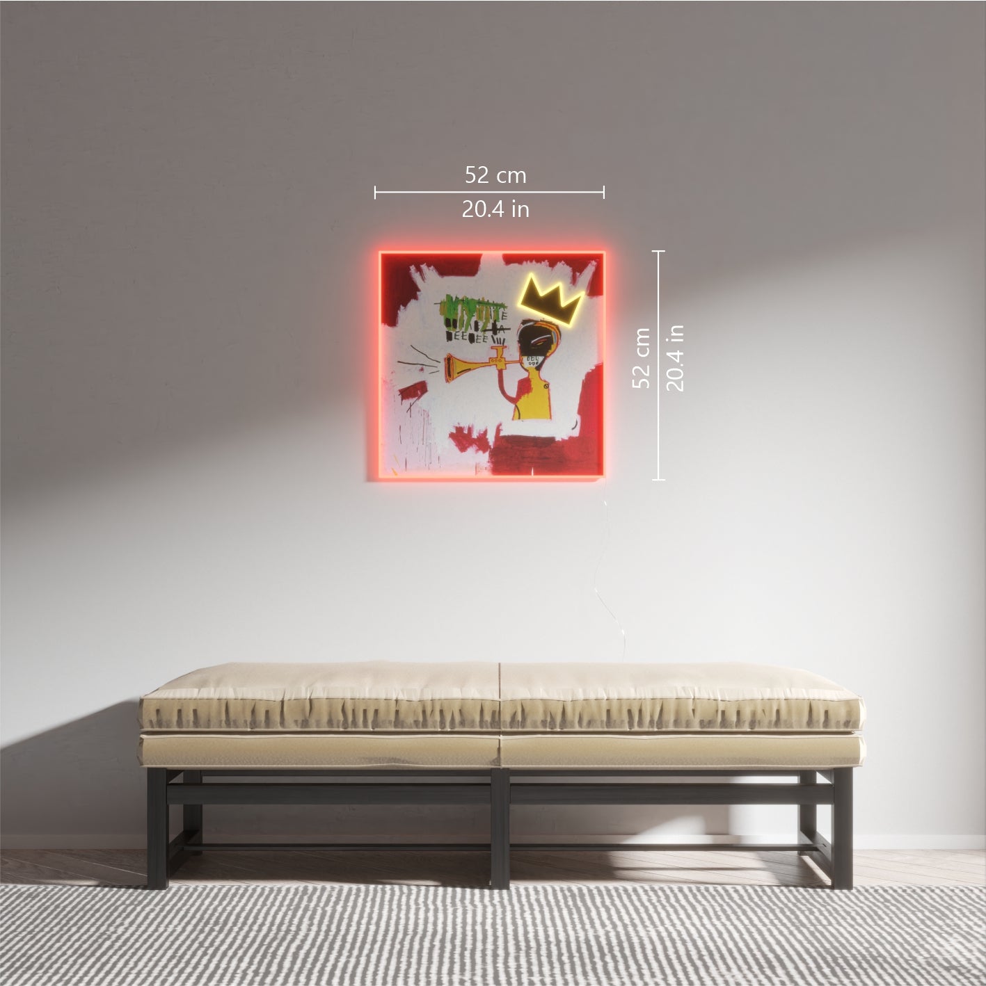 Trumpet Painting YP x Jean Michel Basquiat, LED neon sign