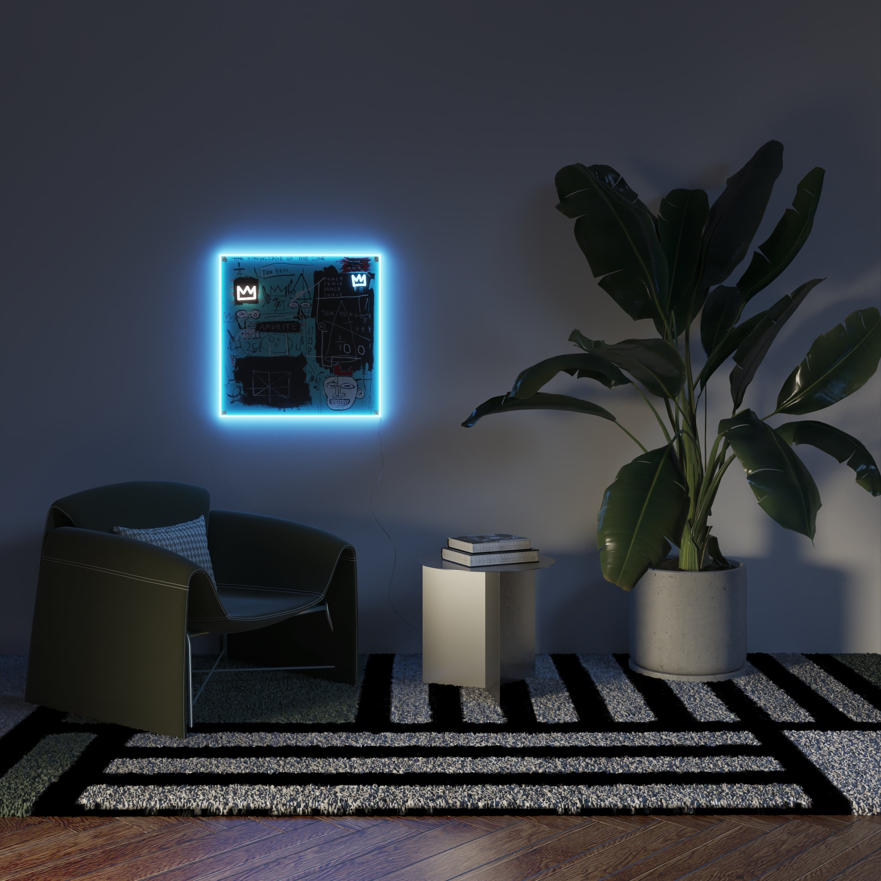 Equals Pi YP x Jean Michel Basquiat, LED neon sign