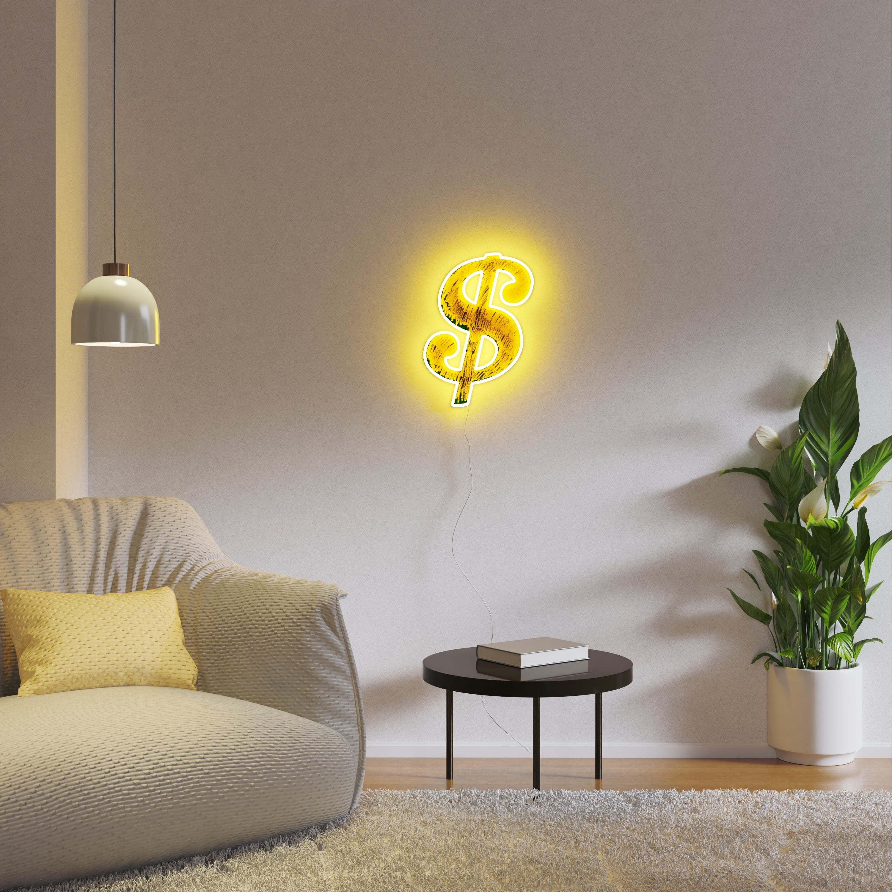 Dollar Sign Yellowpop x Andy Warhol, led neon sign