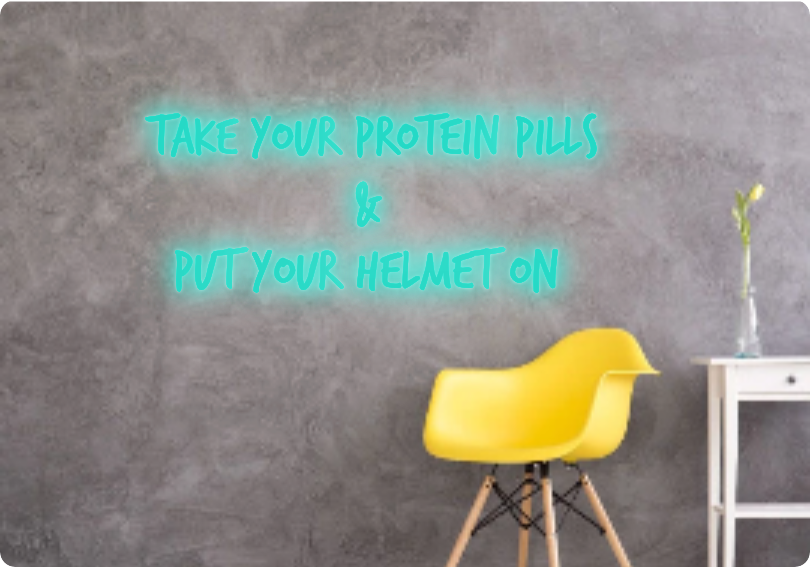 カスタムテキスト: プロテインピルを飲んでください
＆
ヘルメットをかぶってください