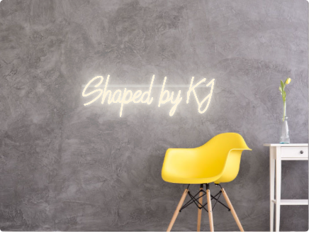 Custom text: Shaped by KJ