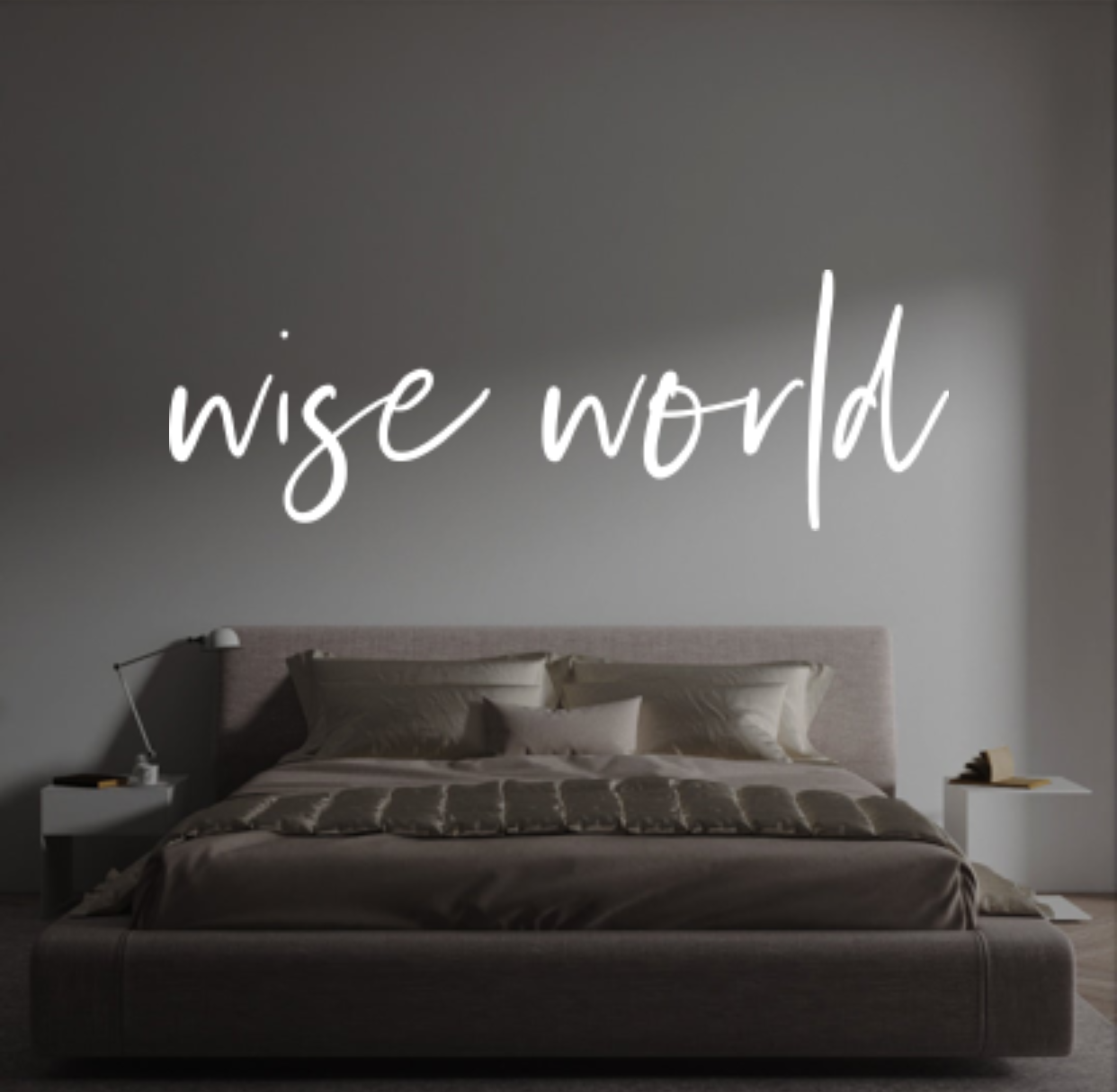 Custom text: wise world