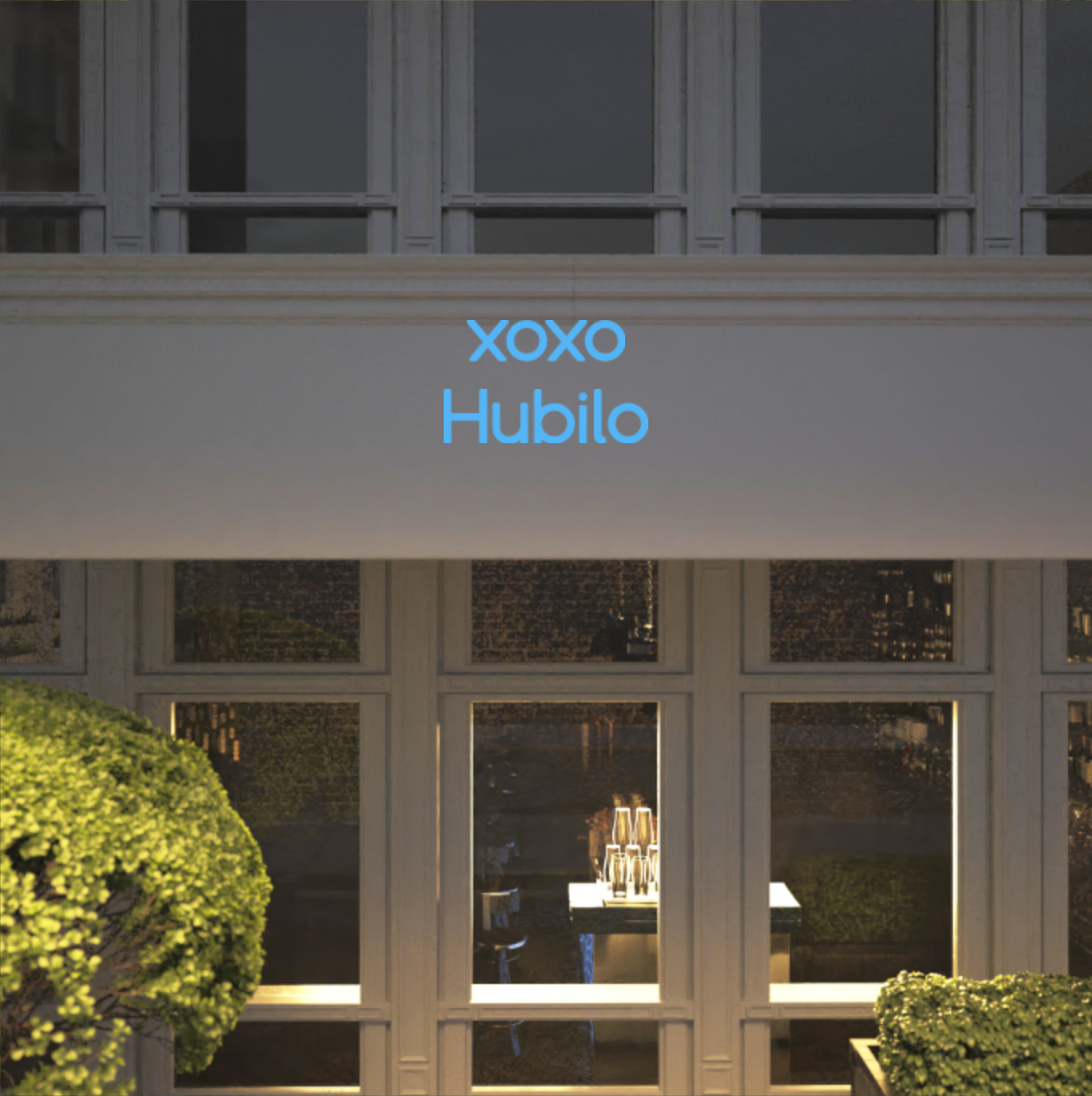 Custom text: xoxo
Hubilo