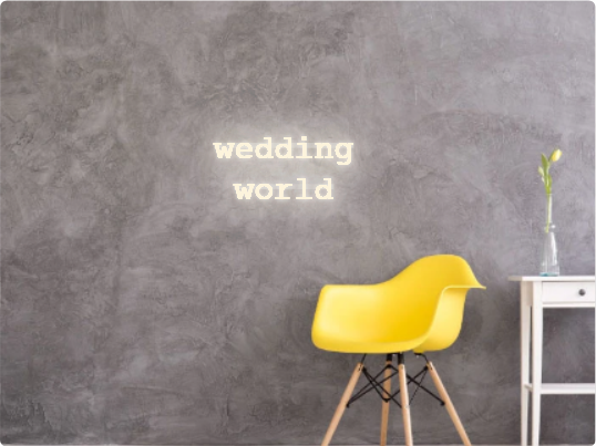 Custom text: wedding
world