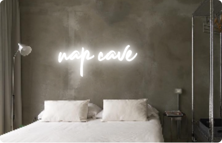 Custom text: nap cave