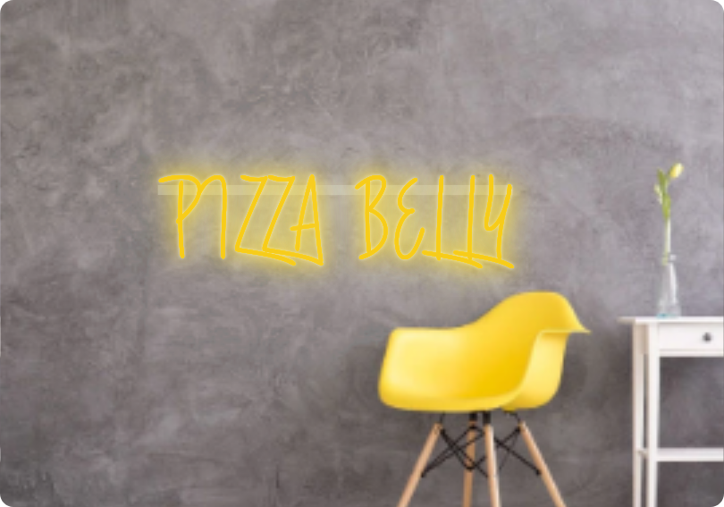 Custom text: PIZZA BELLY