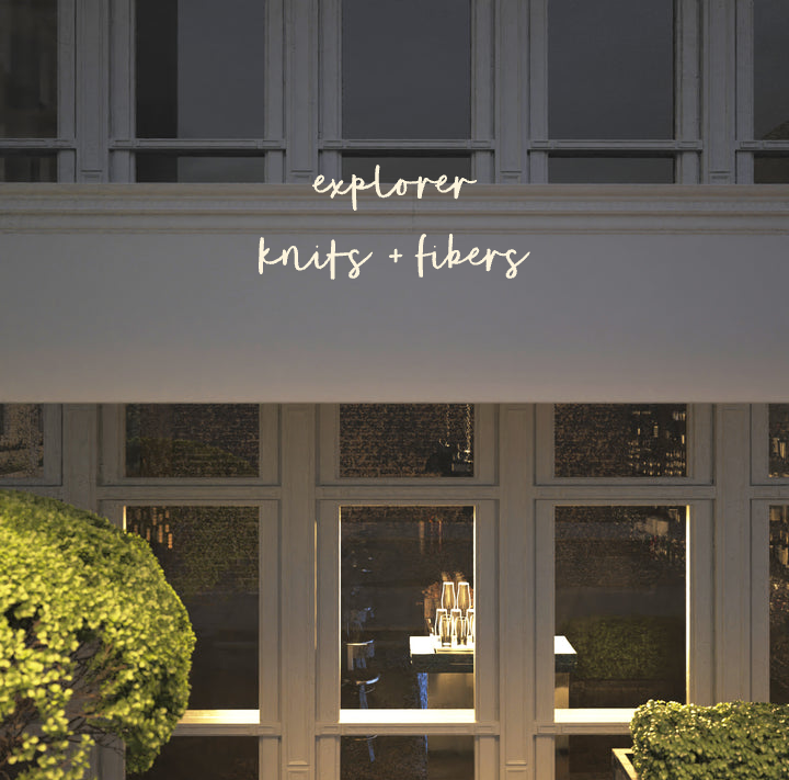 Custom text: explorer
knits + fibers