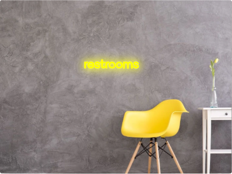 Custom text: restrooms