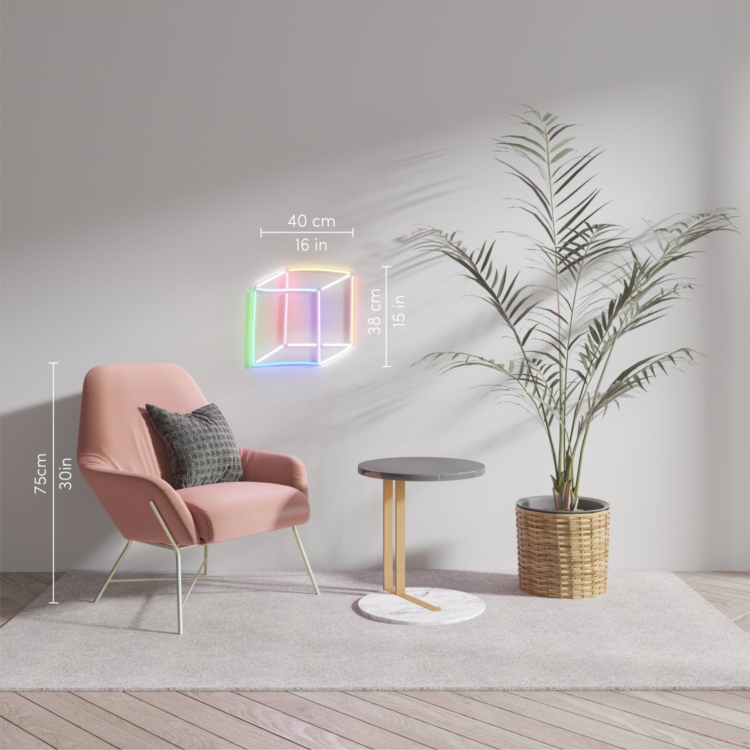 Geometric Cube, LED Neon Sign