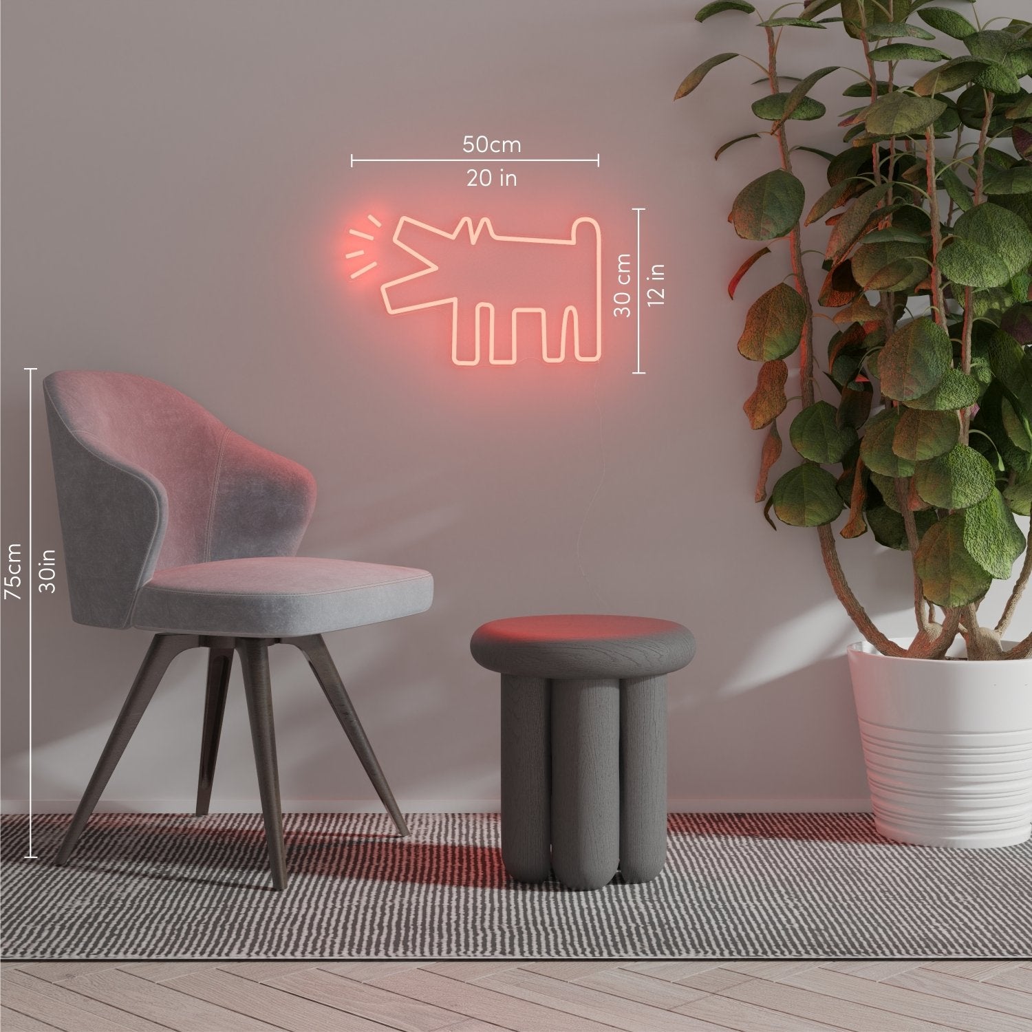 Barking Dog, YP x Keith Haring, LED neon sign