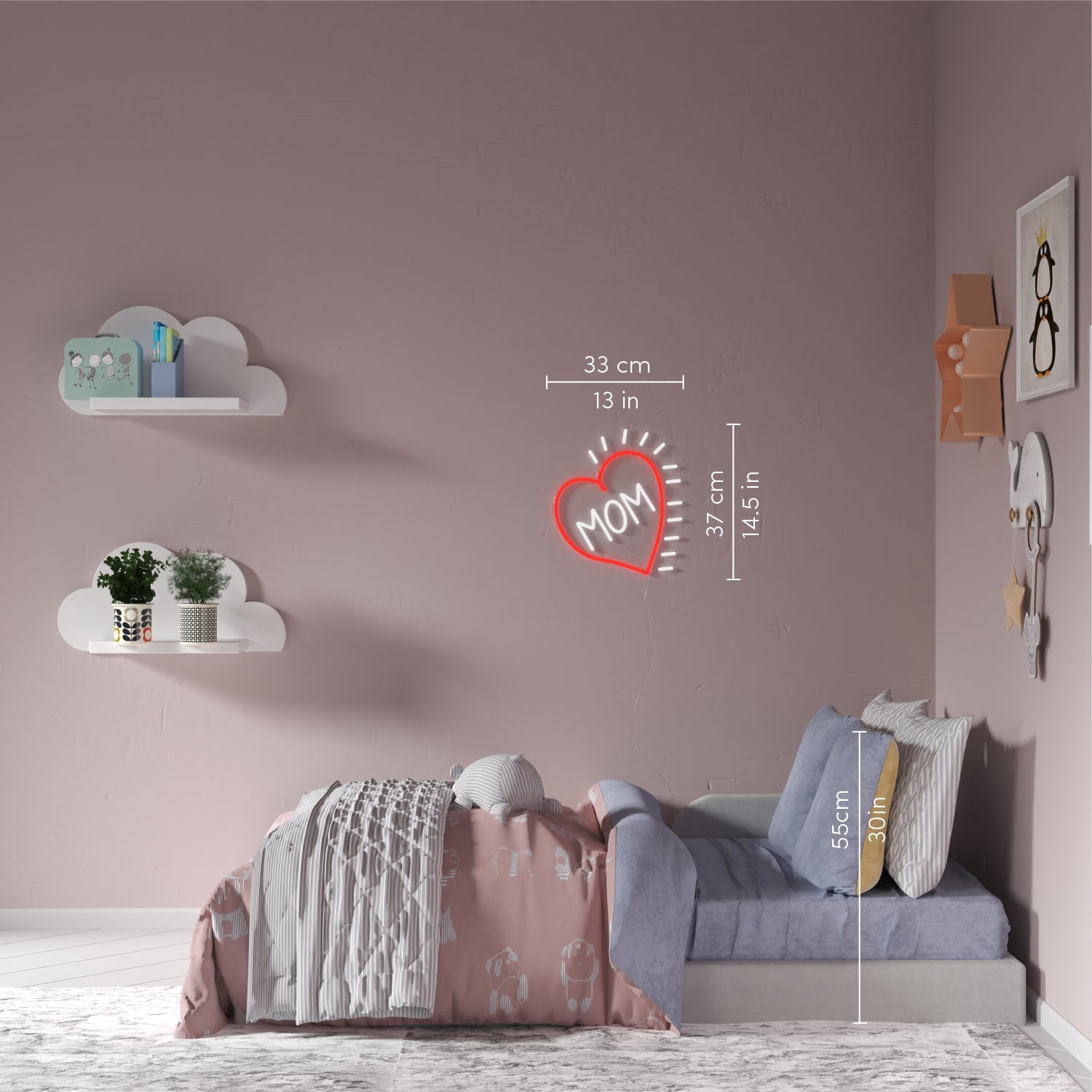 Love Mom Heart - LED neon sign