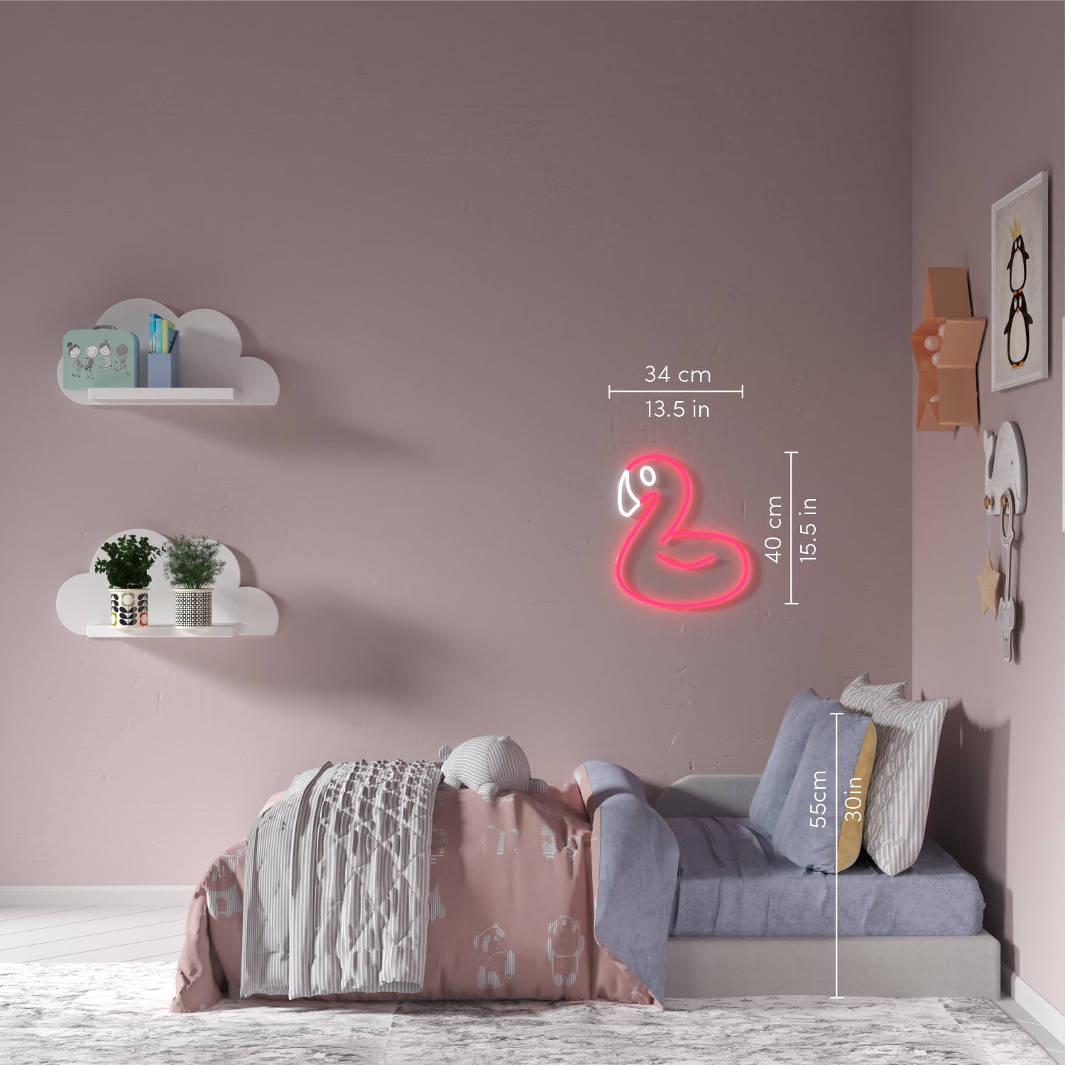 フラミンゴバルーン - LEDネオンサイン