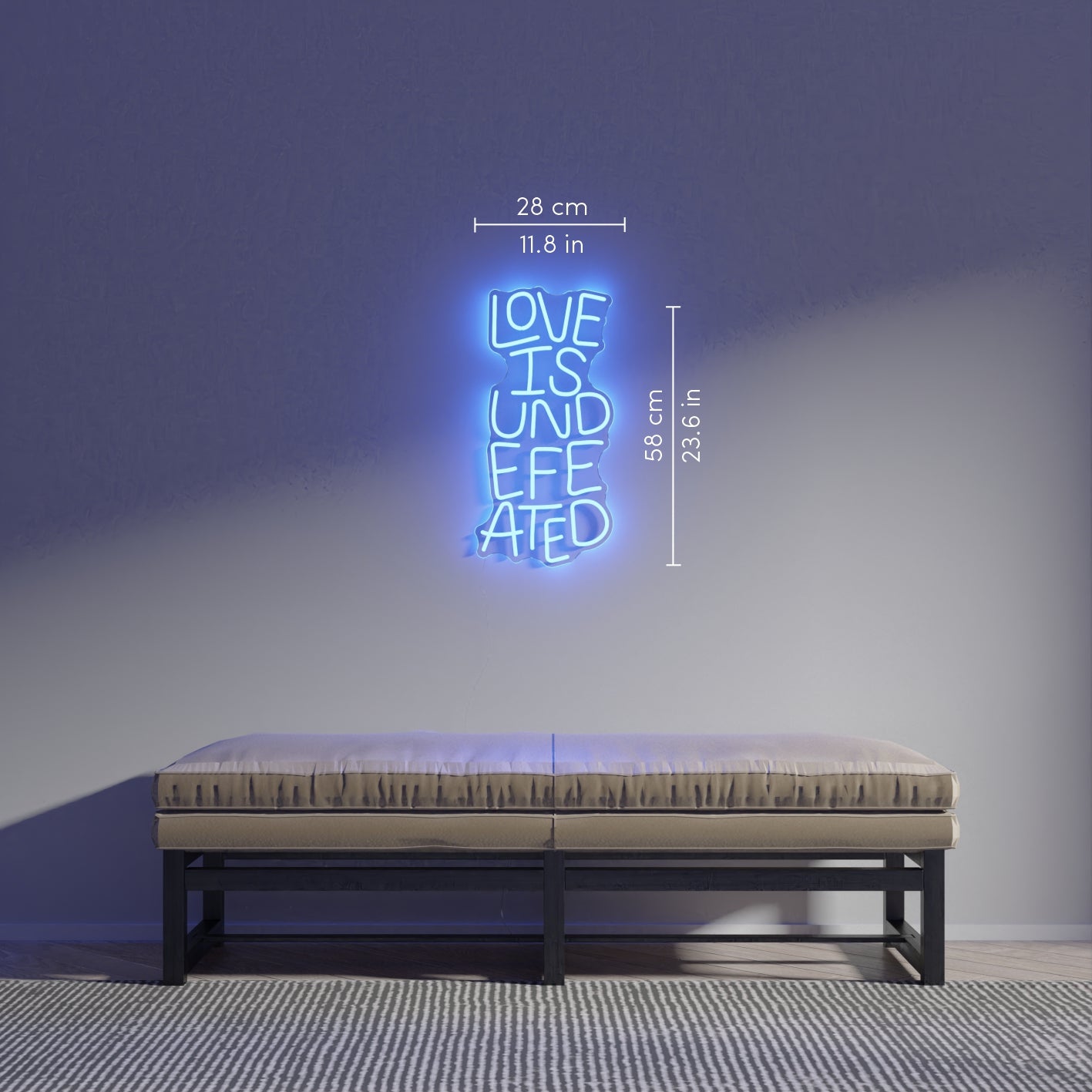 Love is Undefeated by Timothy Goodman, LED neon sign