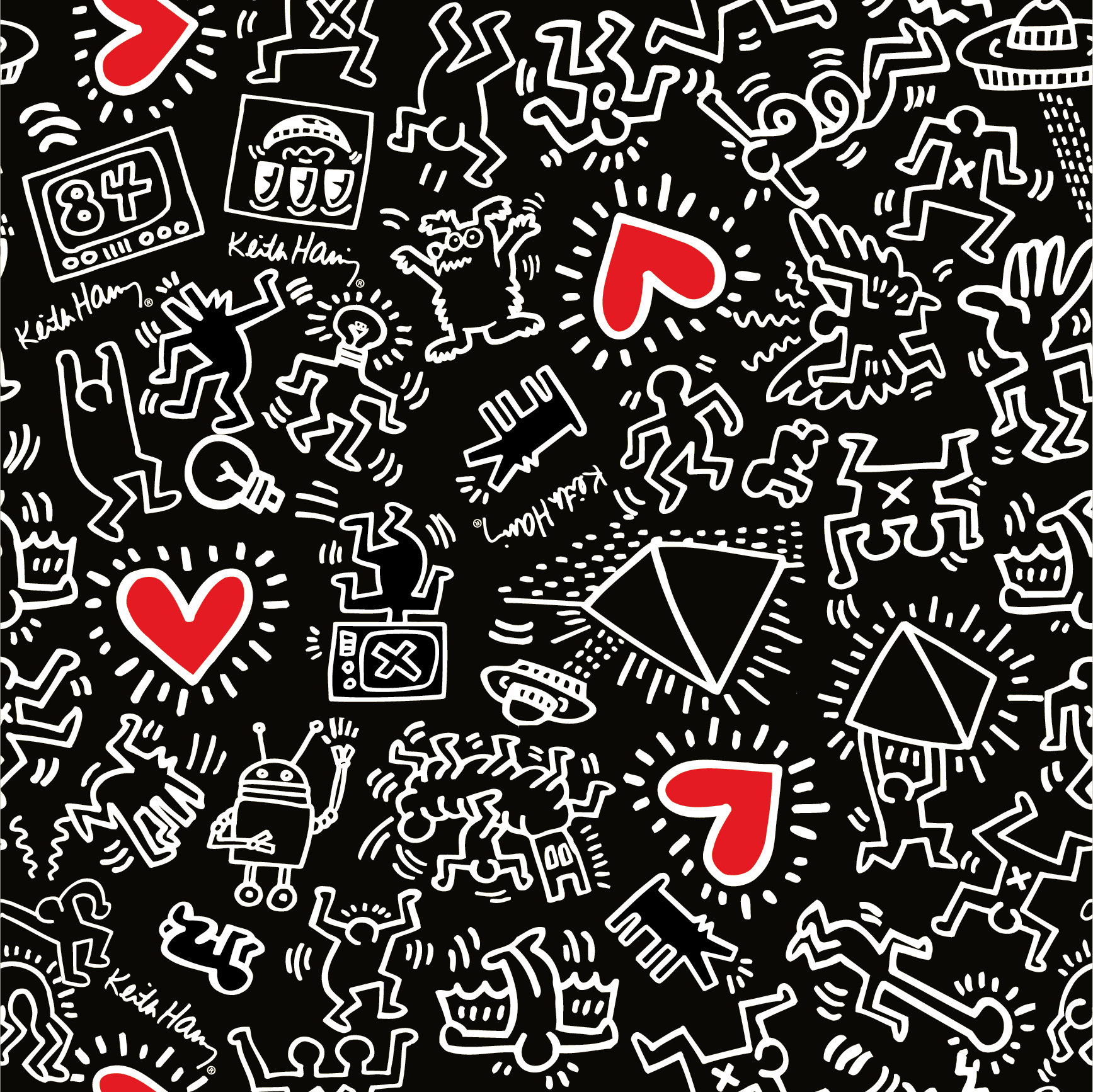 Heart Magnet Wallpaper, YP x Keith Haring