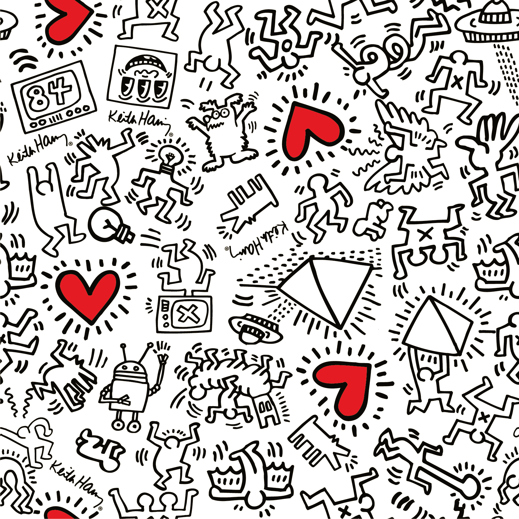 Heart Magnet Wallpaper, YP x Keith Haring