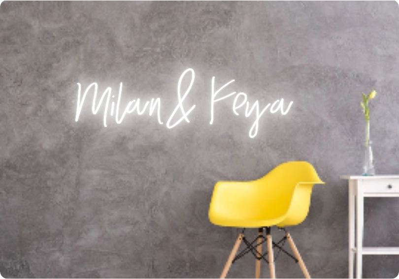 Custom text: Milan & Keya