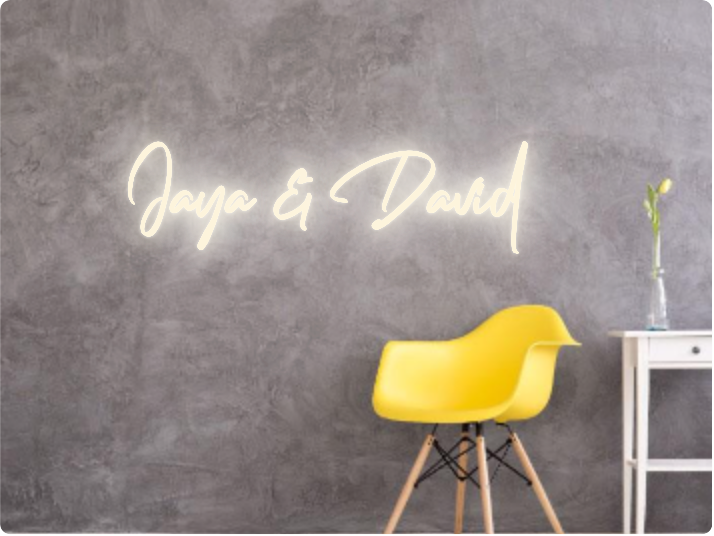 Custom text: Jaya & David