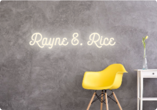 Custom text: Rayne E. Rice
