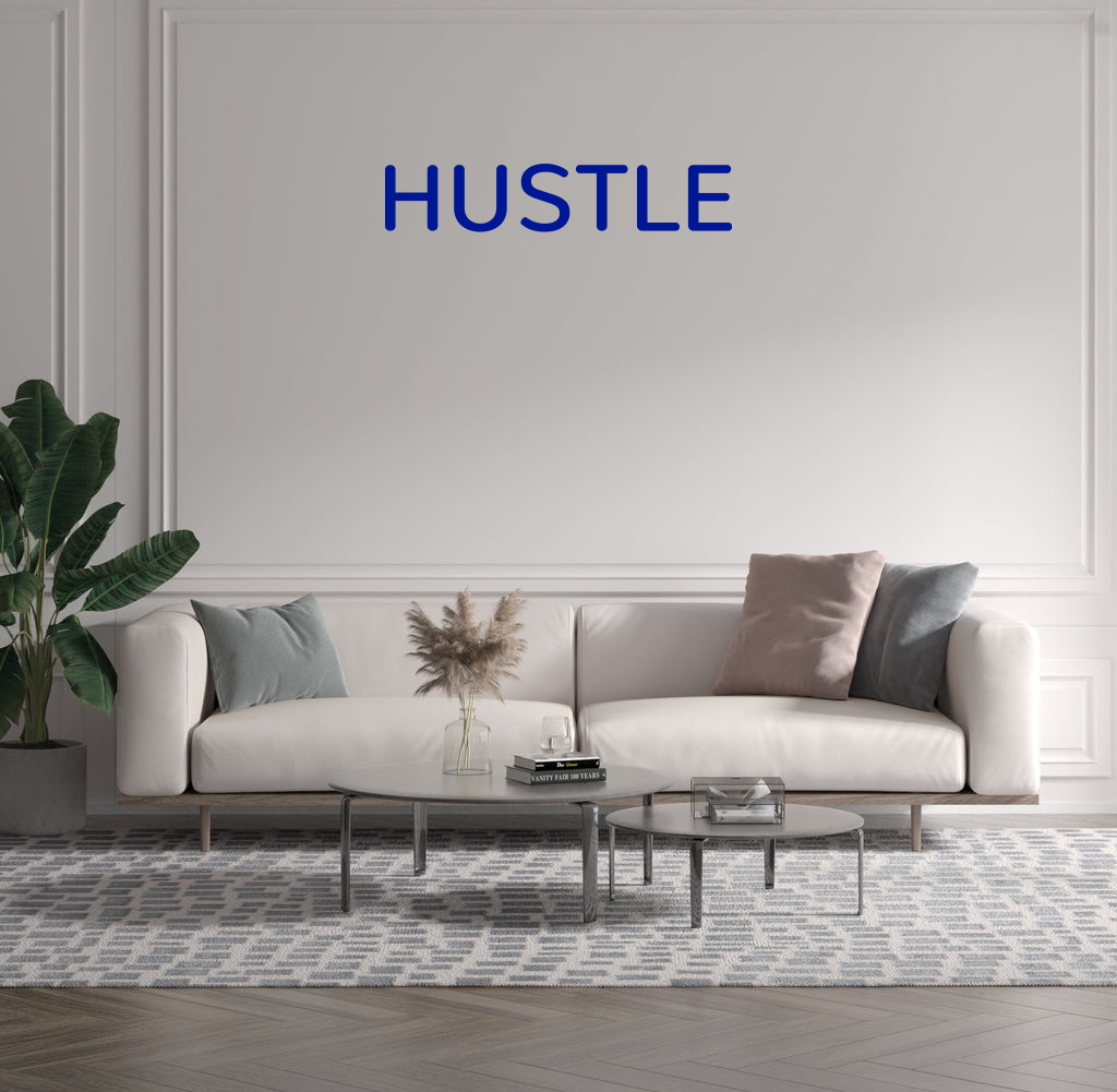 Custom text: HUSTLE - YELLOWPOP USA