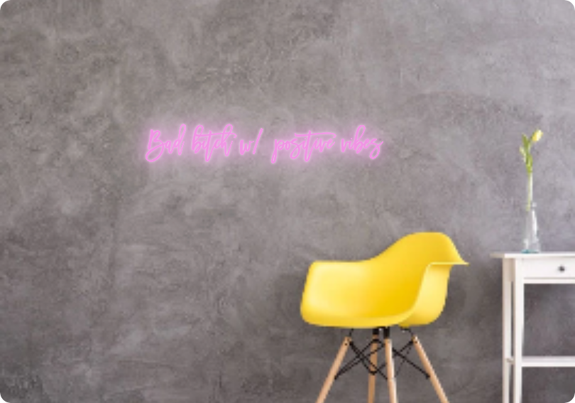 Custom text: Bad bitch w/ positive vibes - YELLOWPOP USA
